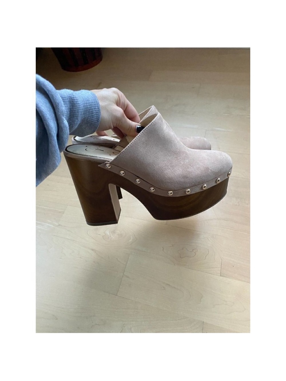 JESSICA Simpson BNWOT "Dalia" Platform Mule Clog Women NEW Studded Beige
